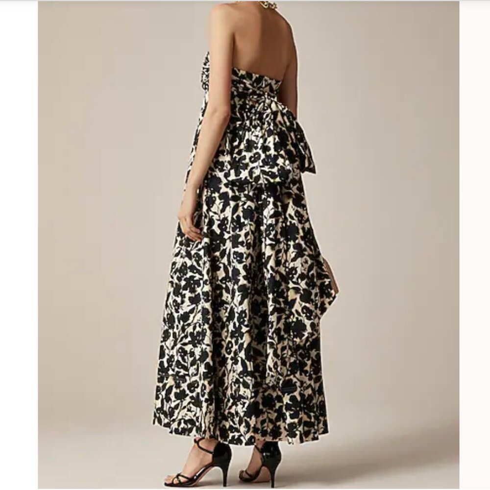 J Crew Collection Strapless Bow Back Maxi Floral Print Cotton Maxi Dress Wedding - Picture 2 of 15